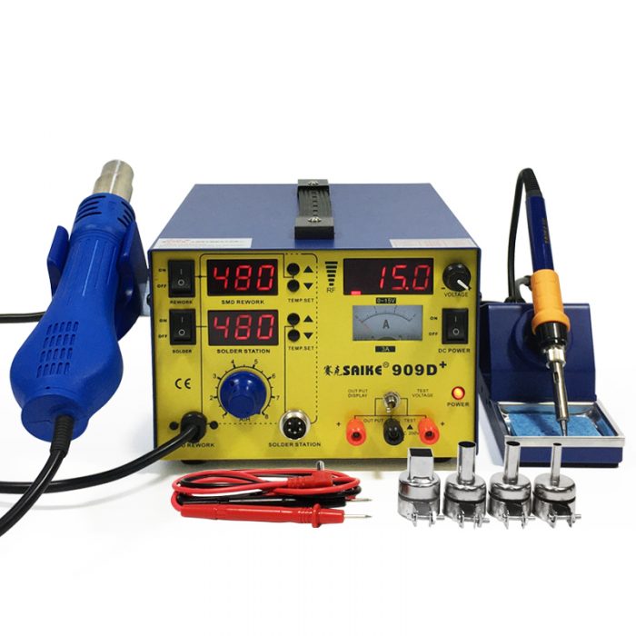 賽克SAIKE 909D+ 風(fēng)機(jī)型 熱風(fēng)拆焊臺(tái)三合一 直流穩(wěn)壓電源 15V 3A 大功率烙鐵 穩(wěn)定款
